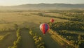 Hot air balloon flight at dawn