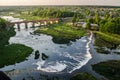 Hot air balloon flight over the city of Kuldiga, Latvia Royalty Free Stock Photo