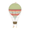 Hot air balloon flight, retro airship for wanderlust adventure, color sketch
