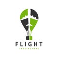 Hot air balloon flight travel illustration logo