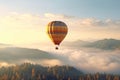 Hot air balloon flying over Cappadocia, Turkey Royalty Free Stock Photo