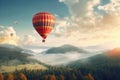 Hot air balloon flying over Cappadocia, Turkey Royalty Free Stock Photo