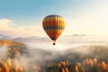 Hot air balloon flying over Cappadocia, Turkey Royalty Free Stock Photo