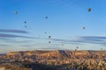 Hot air balloon flying over Cappadocia