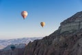 Hot air balloon flying over Cappadocia Royalty Free Stock Photo