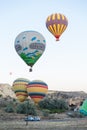 Hot air balloon flying over Cappadocia Royalty Free Stock Photo