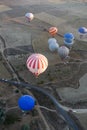 Hot air balloon flying over Cappadocia Royalty Free Stock Photo