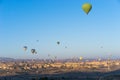 Hot air balloon flying over Cappadocia