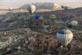 Hot air balloon flying over Cappadocia