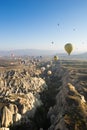 Hot air balloon flying over Cappadocia Royalty Free Stock Photo