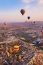 Hot Air Balloon Flying Over Cappadocia Turkey