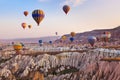 Hot air balloon flying over Cappadocia Turkey Royalty Free Stock Photo