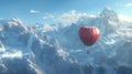 Hot Air Balloon Flying Over Mountain Range Royalty Free Stock Photo