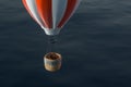 Hot air balloon flying over the ocean, 3d rendering Royalty Free Stock Photo