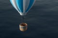 Hot air balloon flying over the ocean, 3d rendering Royalty Free Stock Photo