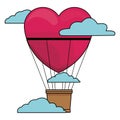 Hot air balloon heart shaped colorful Royalty Free Stock Photo