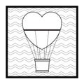 Hot air balloon heart shaped on frame in black and white Royalty Free Stock Photo