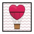 Hot air balloon heart shaped on frame colorful Royalty Free Stock Photo