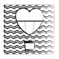 Hot air balloon heart shaped on frame sketch Royalty Free Stock Photo