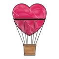 Hot air balloon heart shaped scribble Royalty Free Stock Photo