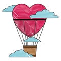 Hot air balloon heart shaped scribble Royalty Free Stock Photo