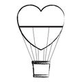 Hot air balloon heart shaped sketch Royalty Free Stock Photo