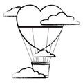 Hot air balloon heart shaped sketch Royalty Free Stock Photo