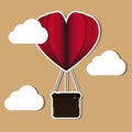 Hot Air Balloon Heart Shaped Vector Illustration With Clouds Royalty Free Stock Photo