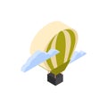 Hot Air Balloon Icon Isometric Isolated Travel Concept