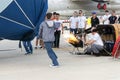 Hot air balloon inflating before the flight