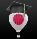 Hot Air Balloon with Japanese Flag and Graduation cap