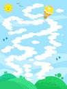 Hot-air balloon kids maze game vector