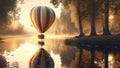 hot air balloon on the lake