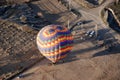 Hot air balloon landing, Balloon flight in Cappadocia Royalty Free Stock Photo