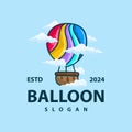 Hot air balloon logo premium creative design colorful air transport symbol template simple style