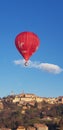 Hot air balloon in MondovÃÂ¬ village italy Royalty Free Stock Photo