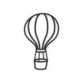 Hot Air Balloon Outline Flat Icon on White