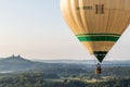 Hot air balloon over Bohemian paradise and Trosky Castle