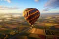 Hot air balloon over the field at sunrise. 3d illustration, AI Generated Royalty Free Stock Photo