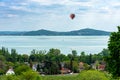 hot-air balloon over lake Balaton in Hungary Royalty Free Stock Photo