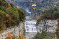 Hot Air Balloon Over The Middle Falls At Letchworth State Park Royalty Free Stock Photo