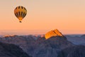Hot air balloon over Mount Moses Sinai sunset Royalty Free Stock Photo