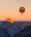 Hot air balloon over Mount Moses Sinai sunset Royalty Free Stock Photo