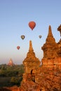 Hot air balloon over plain of Bagan, Myanmar
