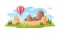 Hot Air Balloon Over Rugged Mountain Scenery, vector design Generative AI Royalty Free Stock Photo