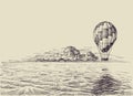 Hot air balloon over the sea