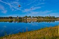 Hot Air Balloon reflections of a festival on a September Day