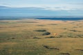 Hot air balloon ride on the big green plains of masai mara in kenya/africa.