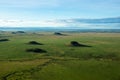 Hot air balloon ride on the big green plains of masai mara in kenya/africa.