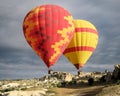 Hot air balloon ride with dark clouds - Cappadocia - Turkey